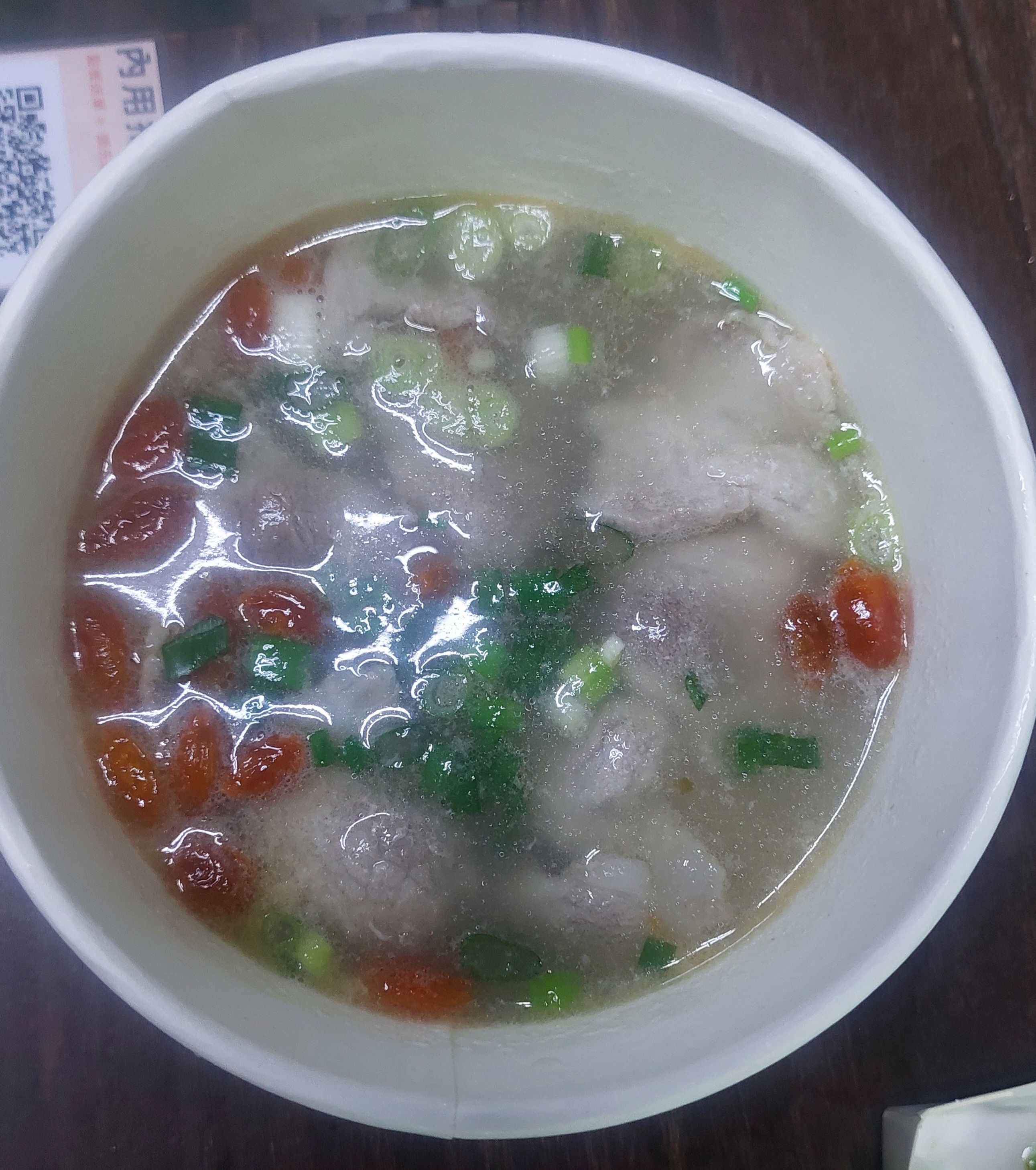 湯品類：薑絲 枸杞肉片湯